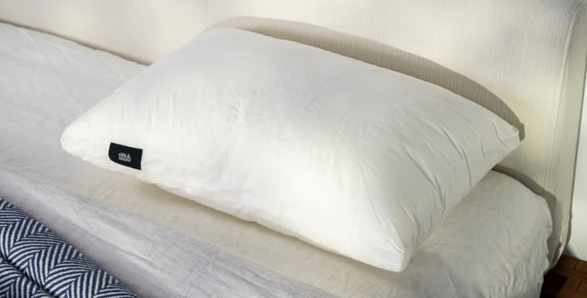 A picture of the Silk & Snow Pillow in Sleep Foundation's test lab.
